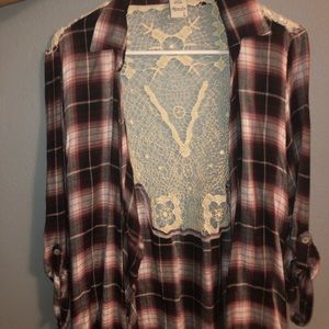 Lace back flannel
